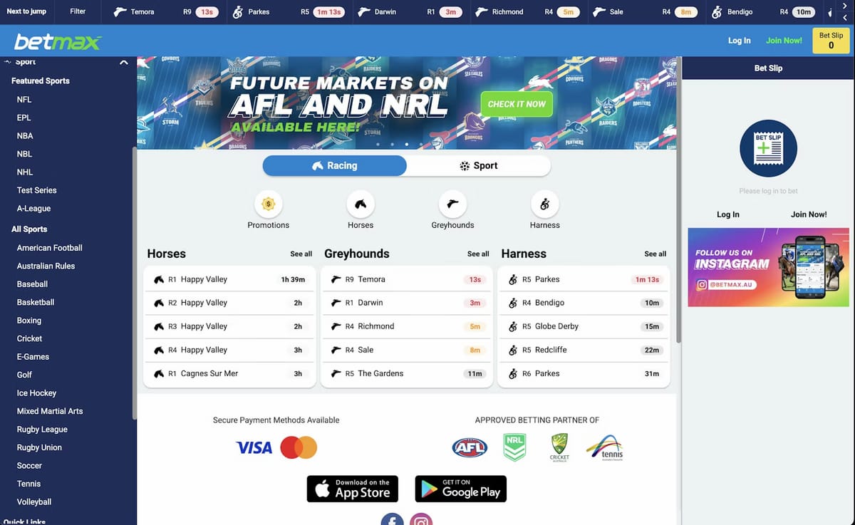 Betmax Australia online gaming homepage